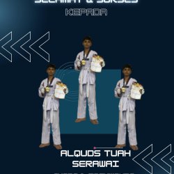Selamat dan sukses untuk ananda alquds kelas 7A yg sudah meraih juara 1 dan mendapatkan medali emas di ajang kejuaraan taekwondo tingkat nasional.